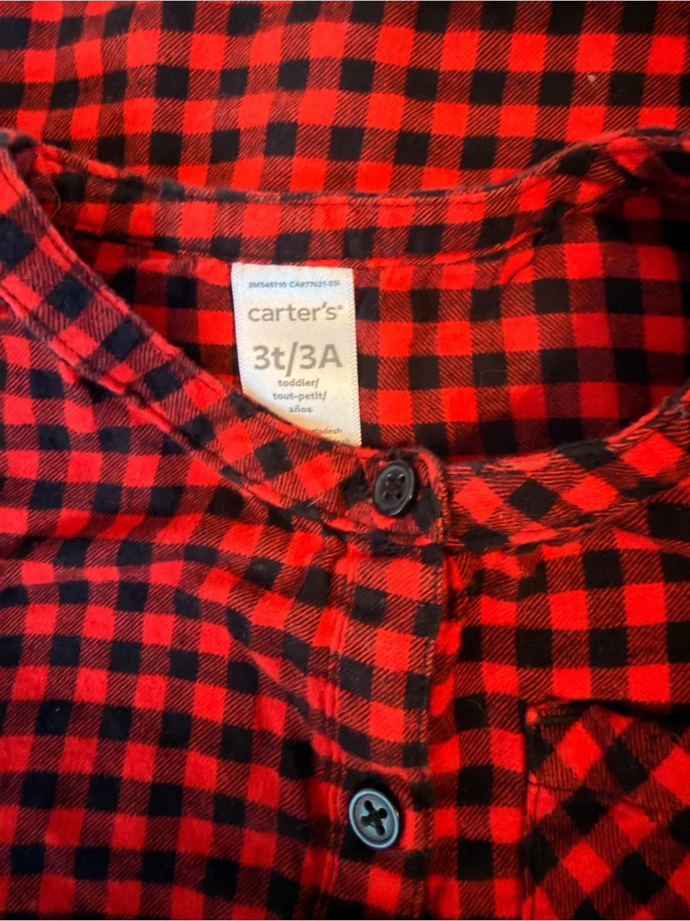 Carter's Red and Black Plaid Button-Front Dress